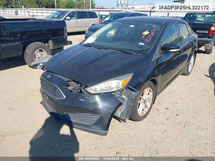 2017 Ford Focus Se VIN: 1FADP3F25HL322172 Lot: 40525602