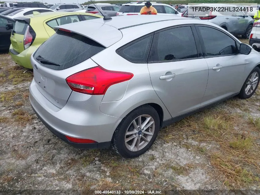 2017 Ford Focus Se VIN: 1FADP3K22HL324418 Lot: 40540133