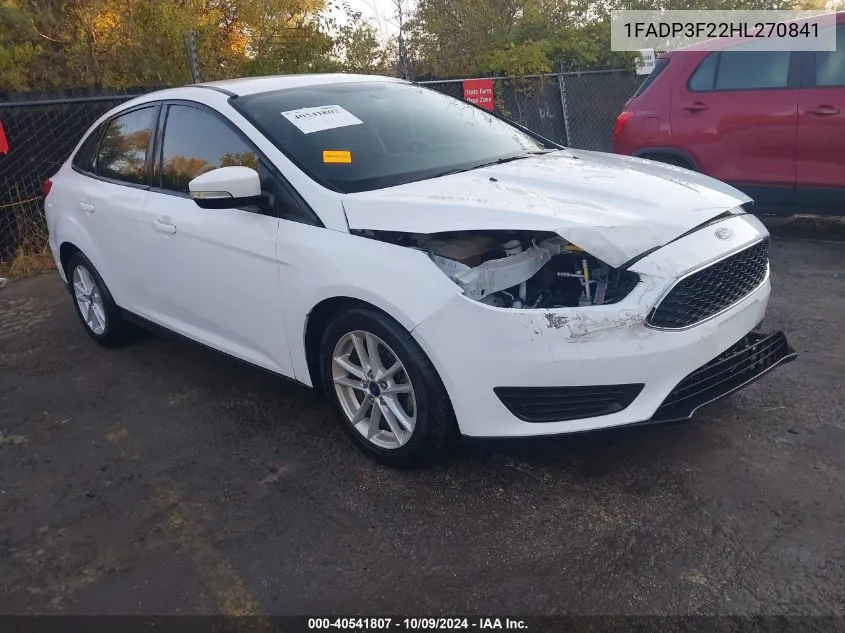 2017 Ford Focus Se VIN: 1FADP3F22HL270841 Lot: 40541807