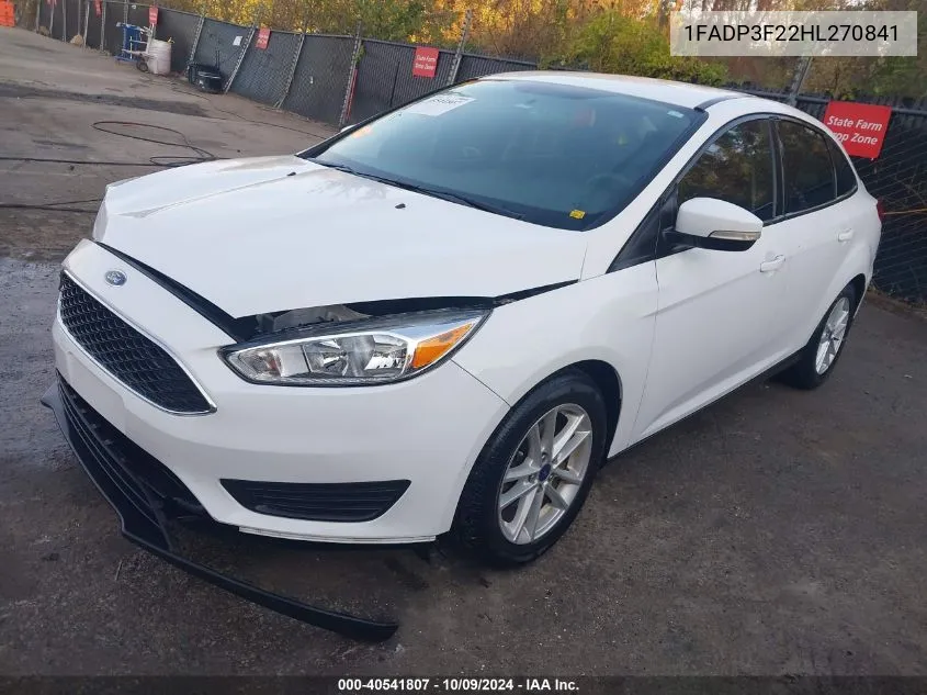 2017 Ford Focus Se VIN: 1FADP3F22HL270841 Lot: 40541807