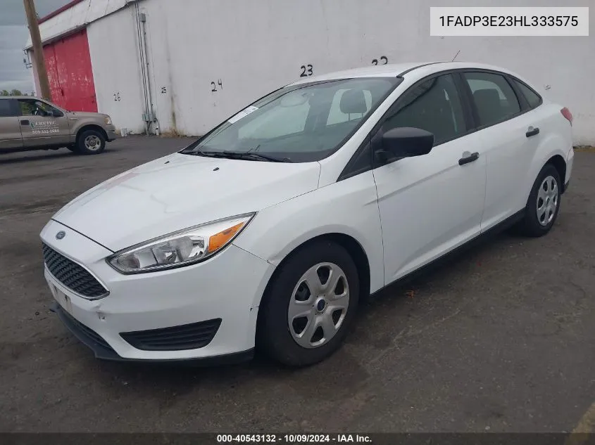 2017 Ford Focus S VIN: 1FADP3E23HL333575 Lot: 40543132