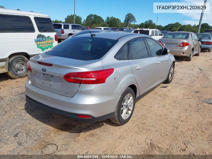 2017 Ford Focus Se VIN: 1FADP3F2XHL203629 Lot: 40557046