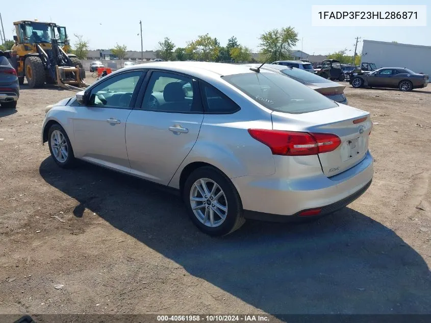 2017 Ford Focus Se VIN: 1FADP3F23HL286871 Lot: 40561958