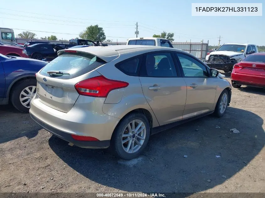 2017 Ford Focus Se VIN: 1FADP3K27HL331123 Lot: 40572549