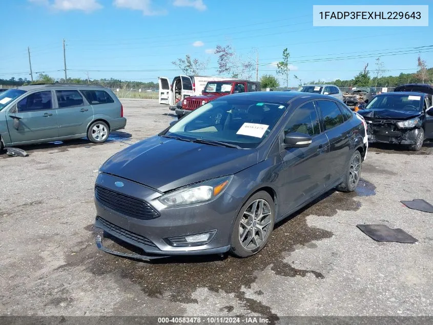 2017 Ford Focus Se VIN: 1FADP3FEXHL229643 Lot: 40583478