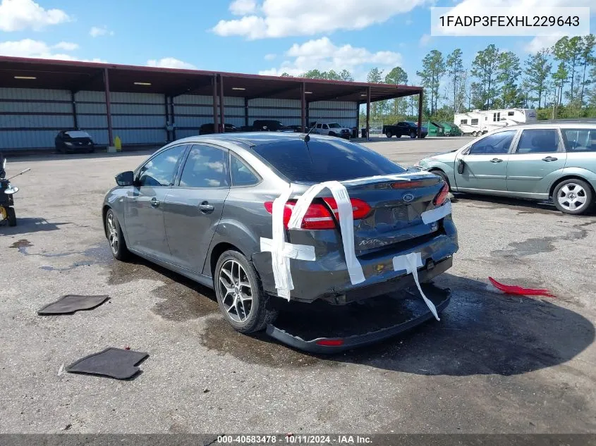 2017 Ford Focus Se VIN: 1FADP3FEXHL229643 Lot: 40583478