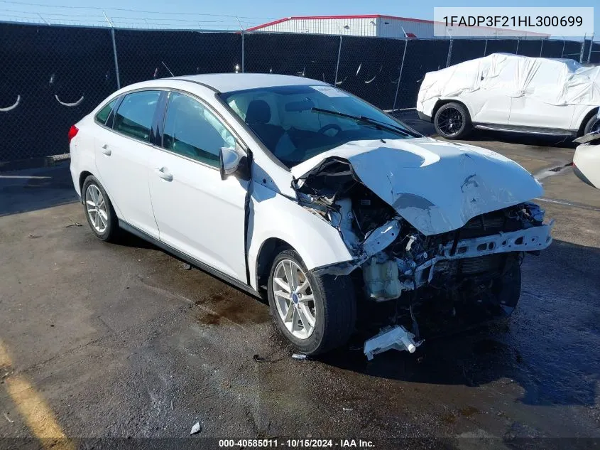 2017 Ford Focus Se VIN: 1FADP3F21HL300699 Lot: 40585011