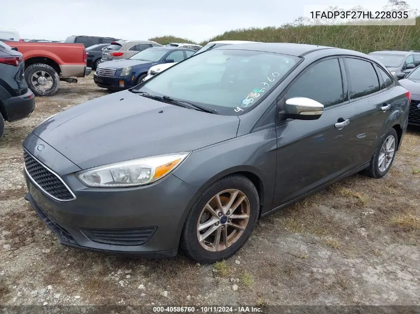 2017 Ford Focus Se VIN: 1FADP3F27HL228035 Lot: 40586760