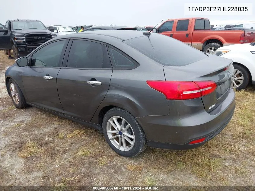 2017 Ford Focus Se VIN: 1FADP3F27HL228035 Lot: 40586760