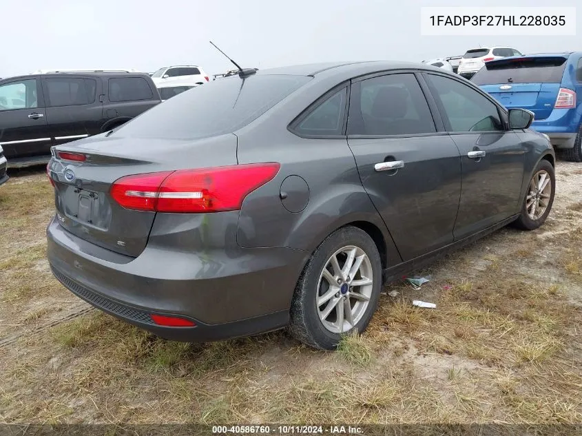 2017 Ford Focus Se VIN: 1FADP3F27HL228035 Lot: 40586760