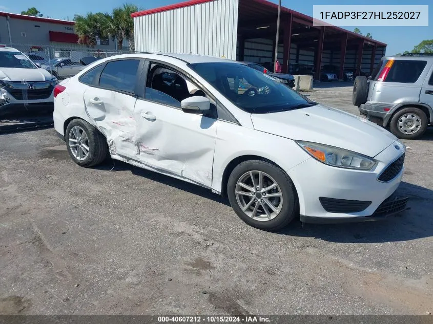 2017 Ford Focus Se VIN: 1FADP3F27HL252027 Lot: 40607212