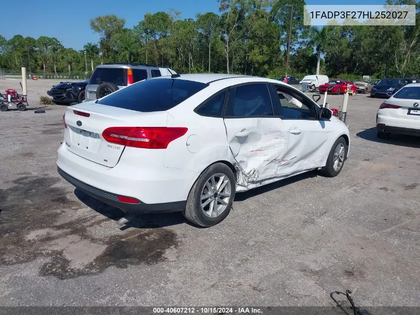 2017 Ford Focus Se VIN: 1FADP3F27HL252027 Lot: 40607212