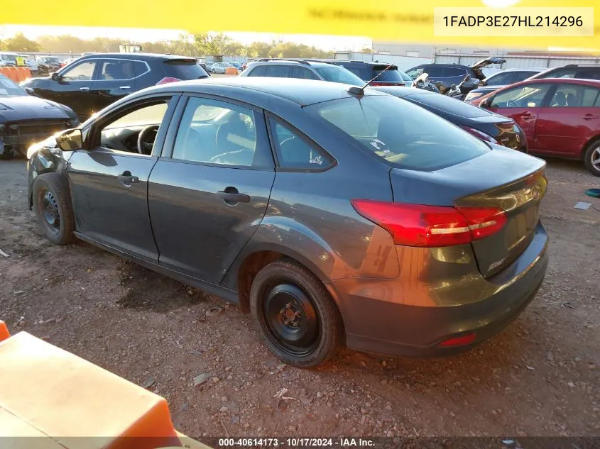 2017 Ford Focus S VIN: 1FADP3E27HL214296 Lot: 40614173