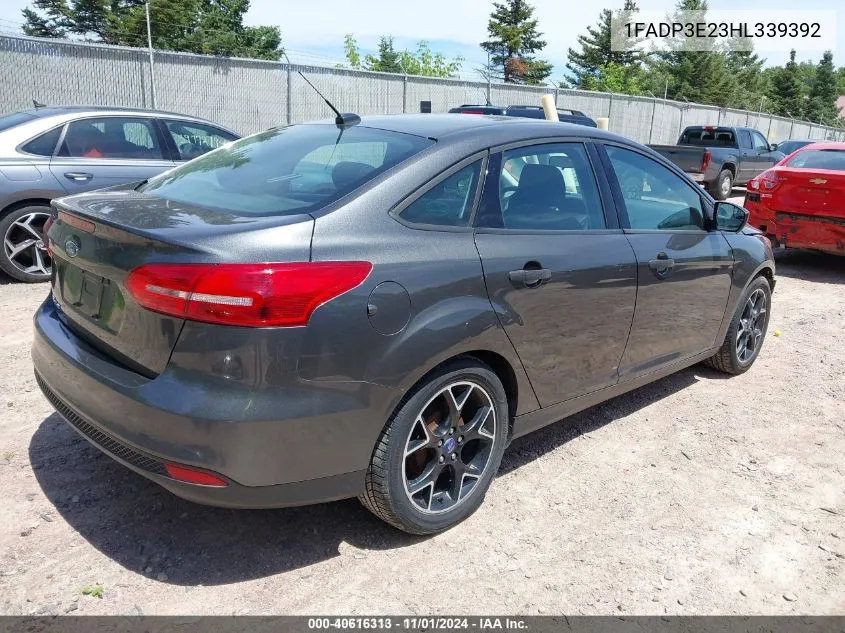 2017 Ford Focus S VIN: 1FADP3E23HL339392 Lot: 40616313