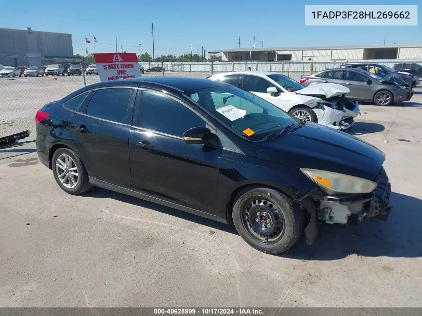 2017 Ford Focus Se VIN: 1FADP3F28HL269662 Lot: 40628999