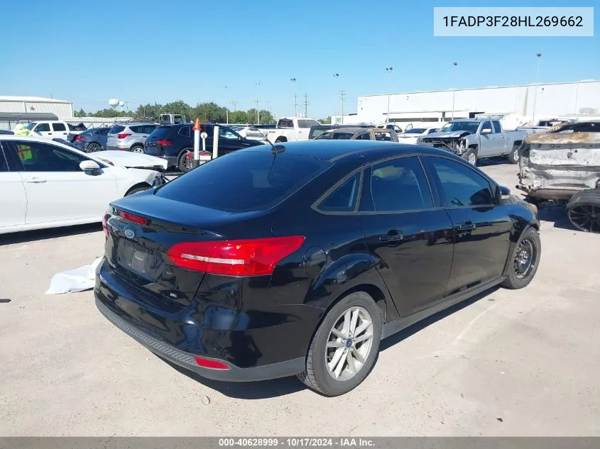 2017 Ford Focus Se VIN: 1FADP3F28HL269662 Lot: 40628999