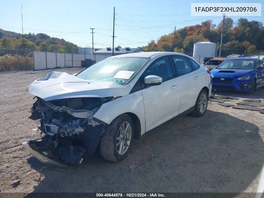 2017 Ford Focus Se VIN: 1FADP3F2XHL209706 Lot: 40644578