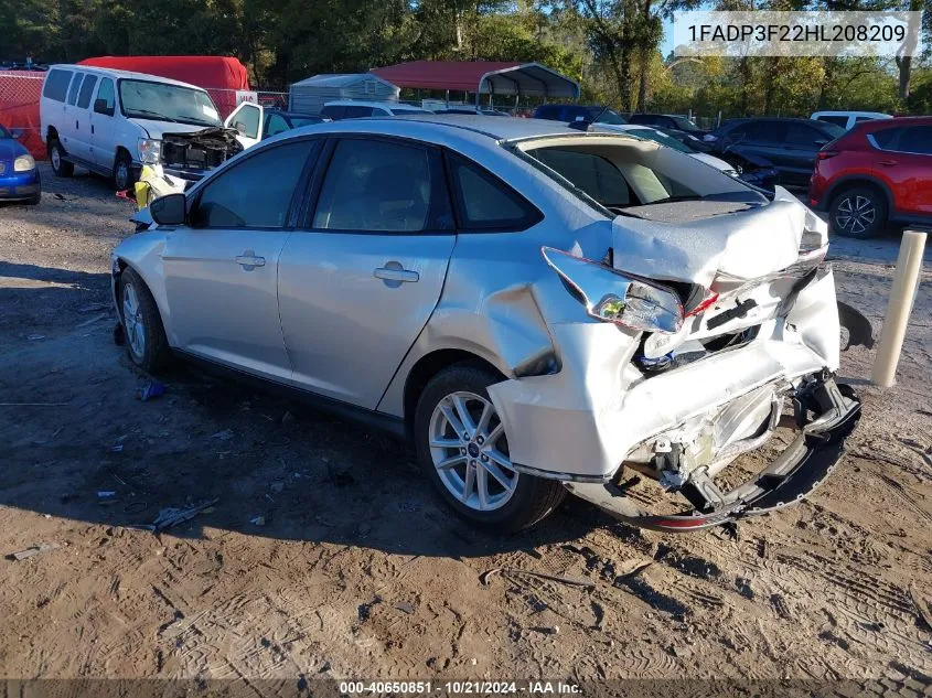 2017 Ford Focus Se VIN: 1FADP3F22HL208209 Lot: 40650851