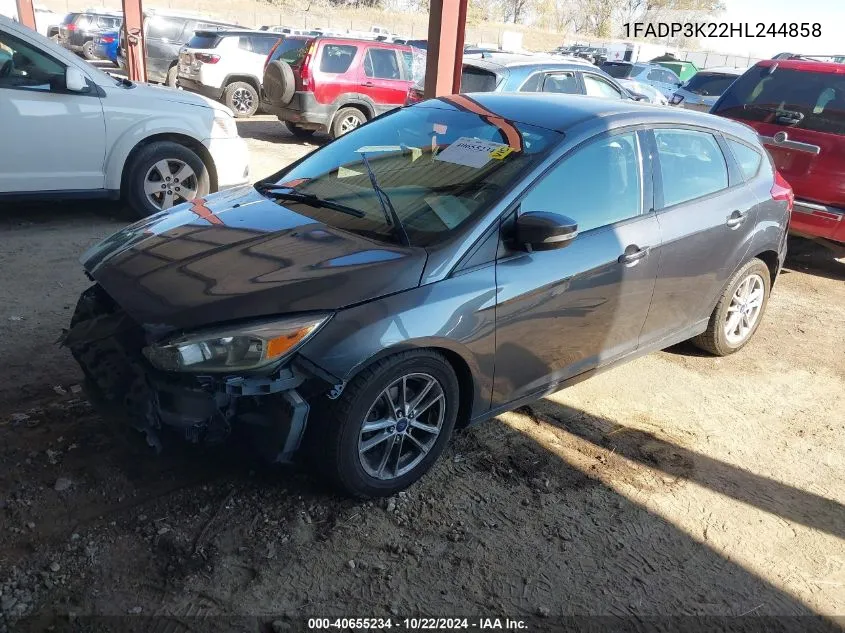 2017 Ford Focus Se VIN: 1FADP3K22HL244858 Lot: 40655234