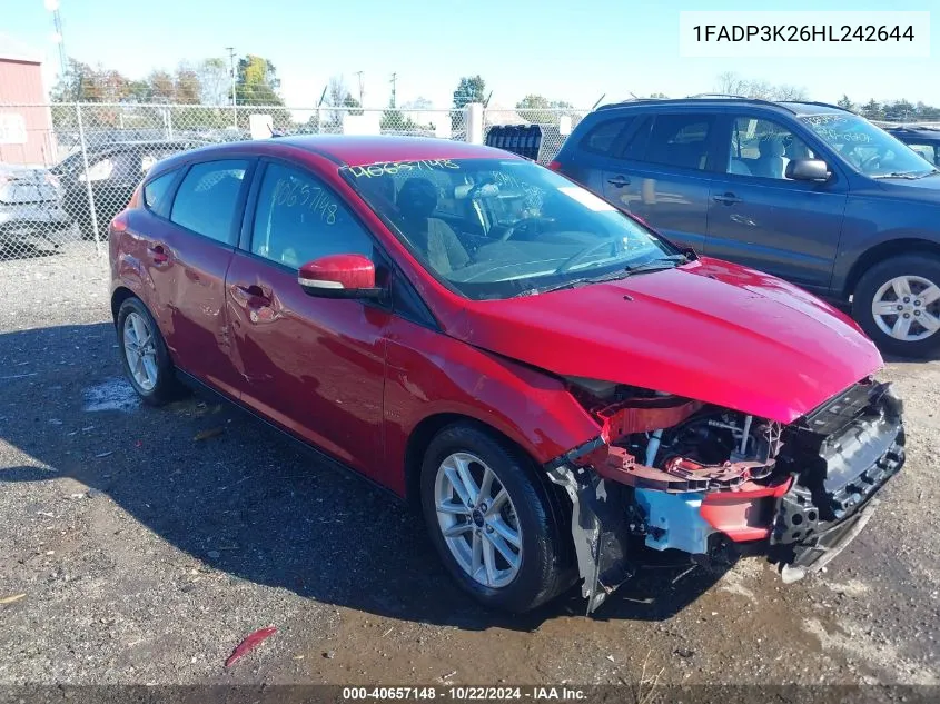 2017 Ford Focus Se VIN: 1FADP3K26HL242644 Lot: 40657148