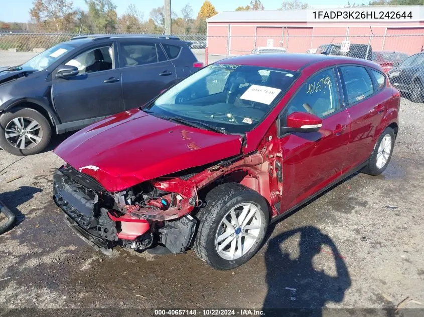 2017 Ford Focus Se VIN: 1FADP3K26HL242644 Lot: 40657148