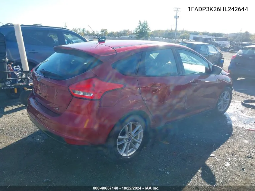 2017 Ford Focus Se VIN: 1FADP3K26HL242644 Lot: 40657148