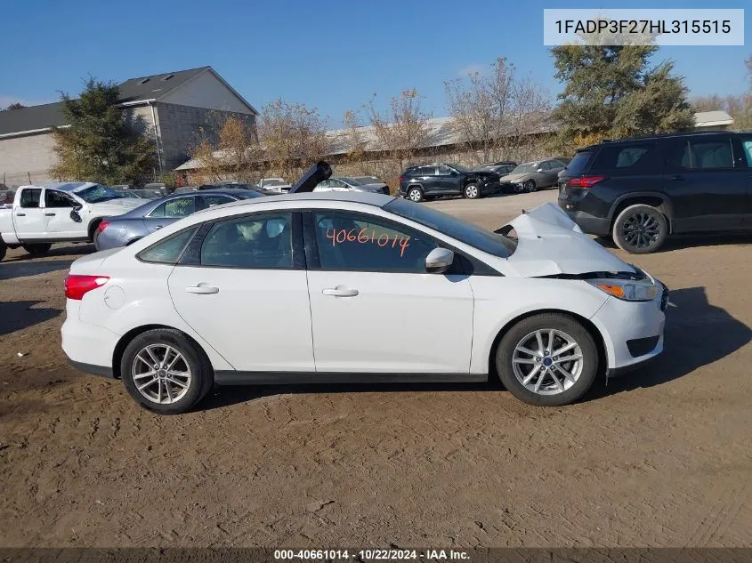 2017 Ford Focus Se VIN: 1FADP3F27HL315515 Lot: 40661014