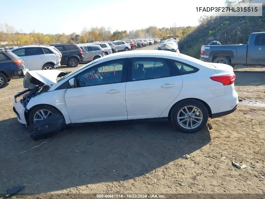 2017 Ford Focus Se VIN: 1FADP3F27HL315515 Lot: 40661014