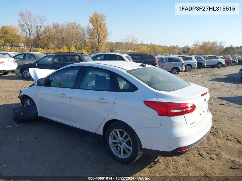 2017 Ford Focus Se VIN: 1FADP3F27HL315515 Lot: 40661014