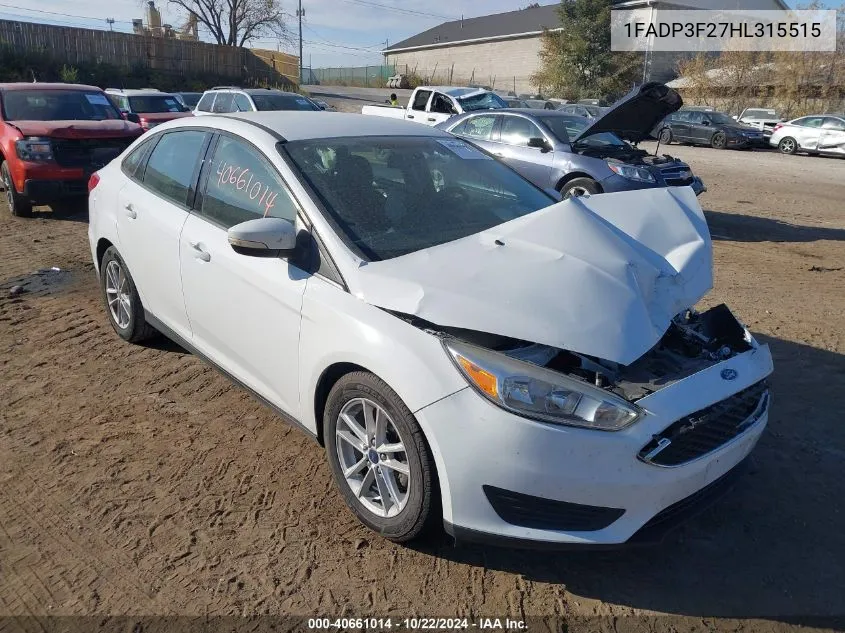 2017 Ford Focus Se VIN: 1FADP3F27HL315515 Lot: 40661014