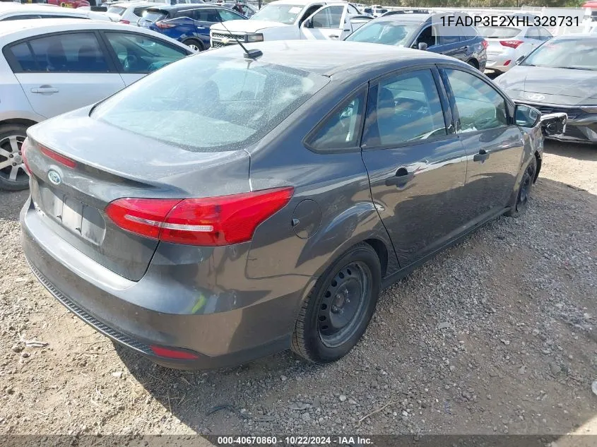 2017 Ford Focus S VIN: 1FADP3E2XHL328731 Lot: 40670860