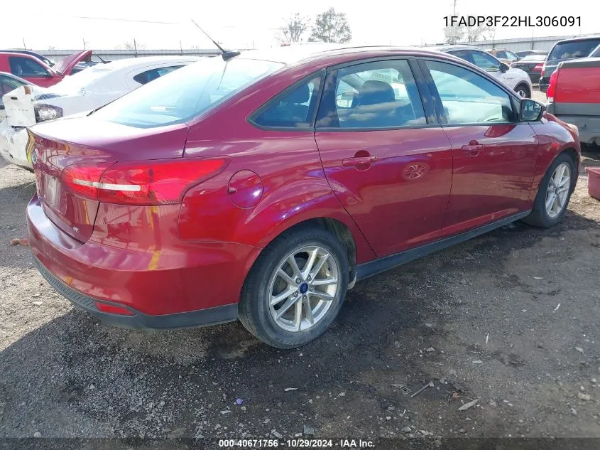 2017 Ford Focus Se VIN: 1FADP3F22HL306091 Lot: 40671756