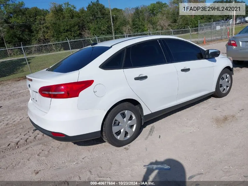 2017 Ford Focus S VIN: 1FADP3E29HL242021 Lot: 40677684