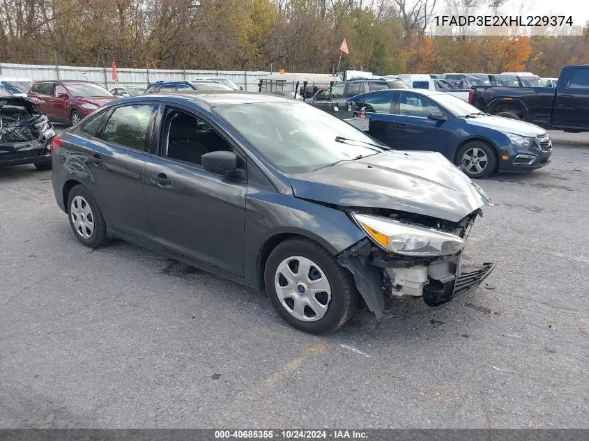 2017 Ford Focus S VIN: 1FADP3E2XHL229374 Lot: 40685355