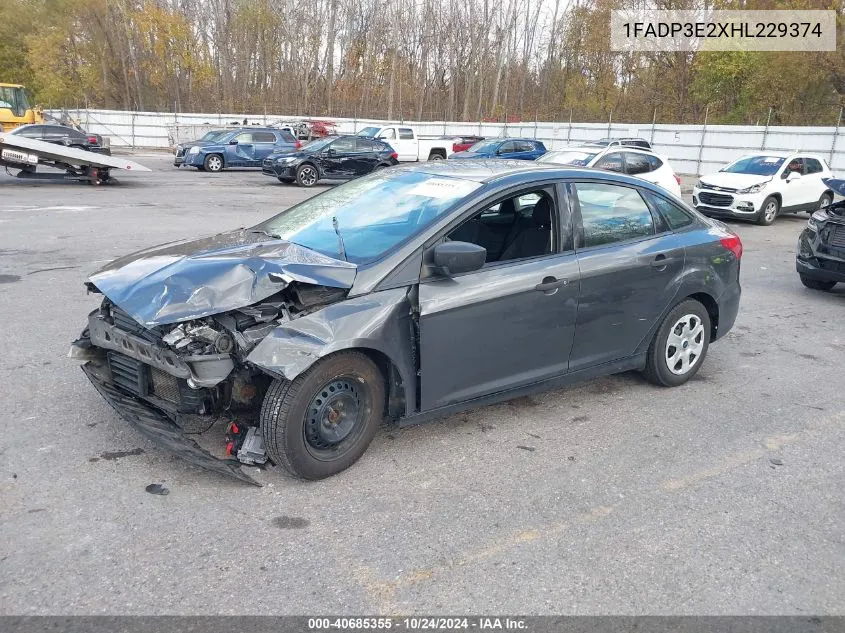 2017 Ford Focus S VIN: 1FADP3E2XHL229374 Lot: 40685355