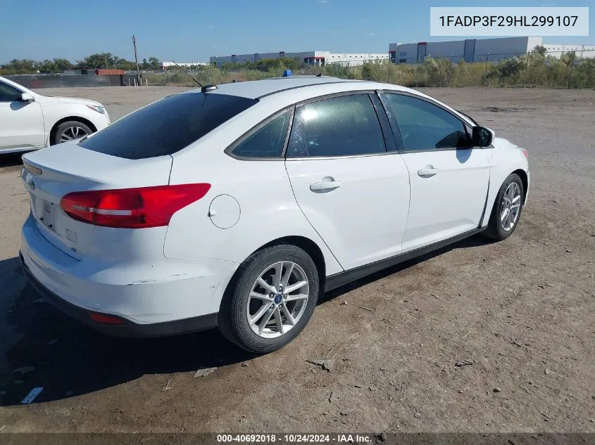 2017 Ford Focus Se VIN: 1FADP3F29HL299107 Lot: 40692018