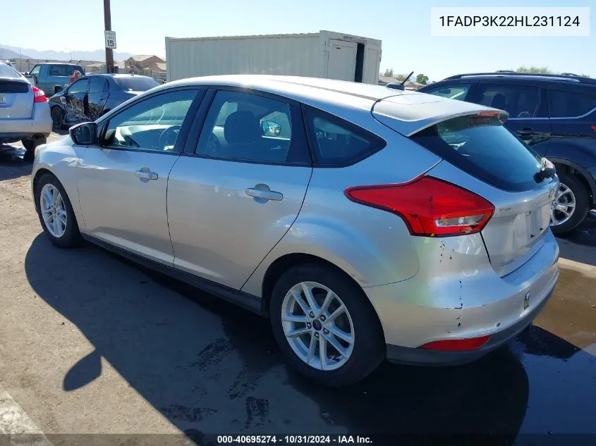 2017 Ford Focus Se VIN: 1FADP3K22HL231124 Lot: 40695274