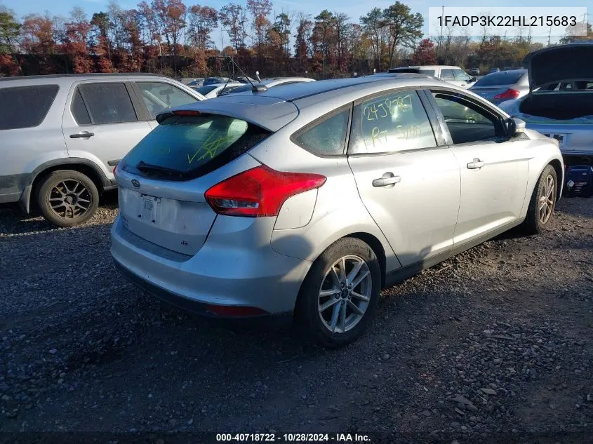 2017 Ford Focus Se VIN: 1FADP3K22HL215683 Lot: 40718722