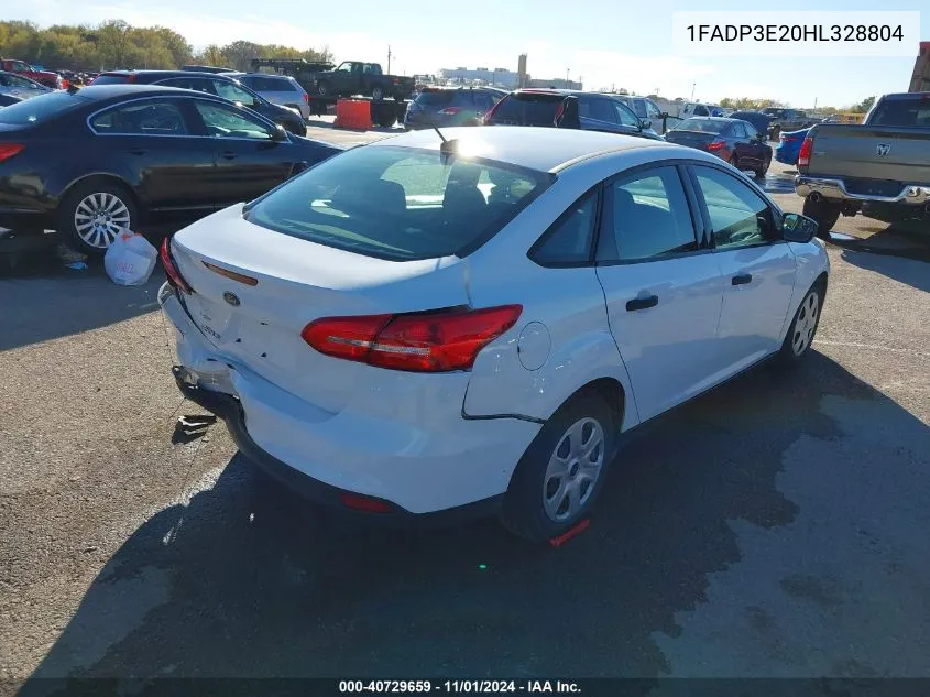 2017 Ford Focus S VIN: 1FADP3E20HL328804 Lot: 40729659