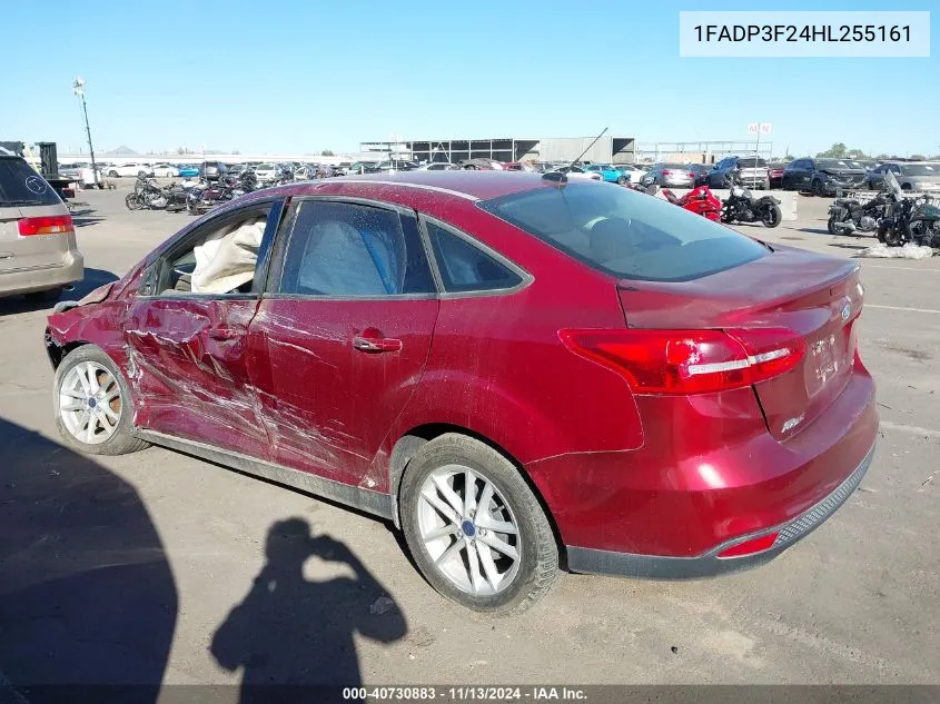 2017 Ford Focus Se VIN: 1FADP3F24HL255161 Lot: 40730883