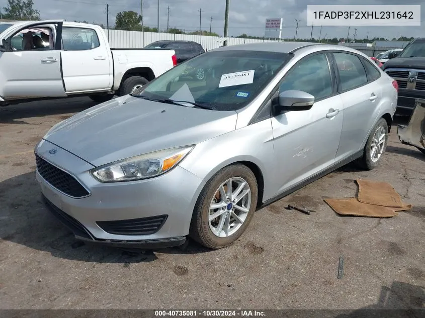 2017 Ford Focus Se VIN: 1FADP3F2XHL231642 Lot: 40735081