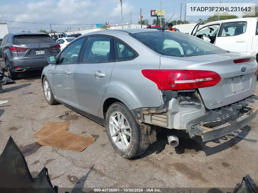 2017 Ford Focus Se VIN: 1FADP3F2XHL231642 Lot: 40735081