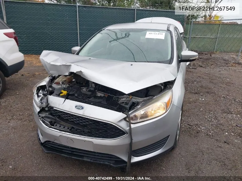 2017 Ford Focus Se VIN: 1FADP3F22HL267549 Lot: 40742499