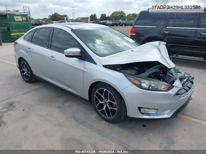 2017 Ford Focus Sel VIN: 1FADP3H29HL332586 Lot: 40743226