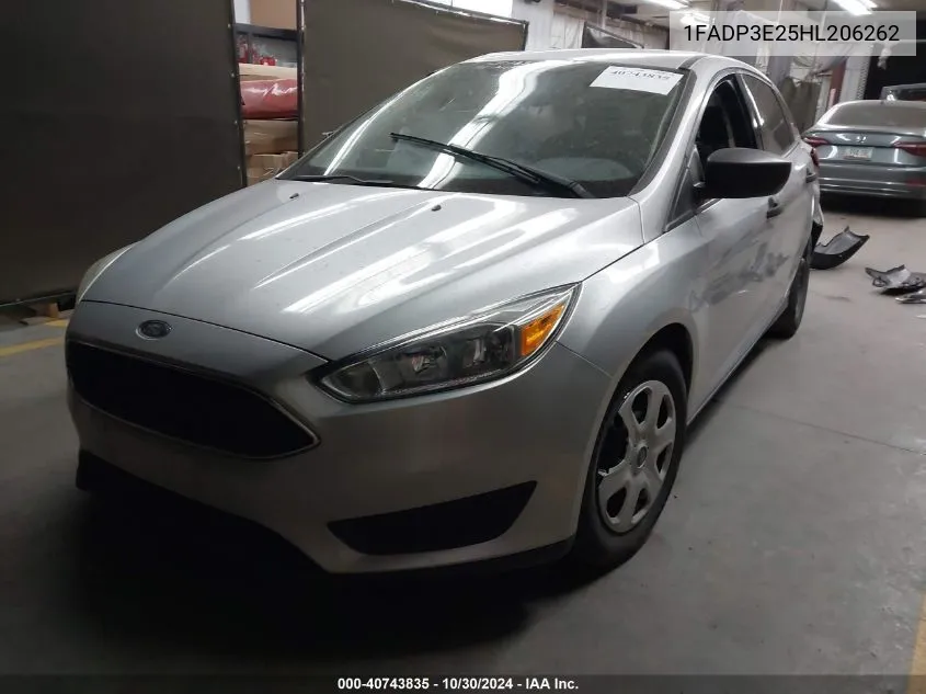 2017 Ford Focus S VIN: 1FADP3E25HL206262 Lot: 40743835