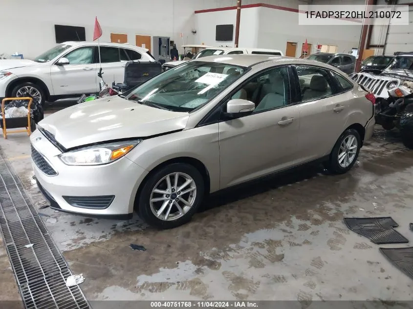 2017 Ford Focus Se VIN: 1FADP3F20HL210072 Lot: 40751768