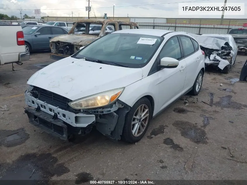 2017 Ford Focus Se VIN: 1FADP3K2XHL247605 Lot: 40755927