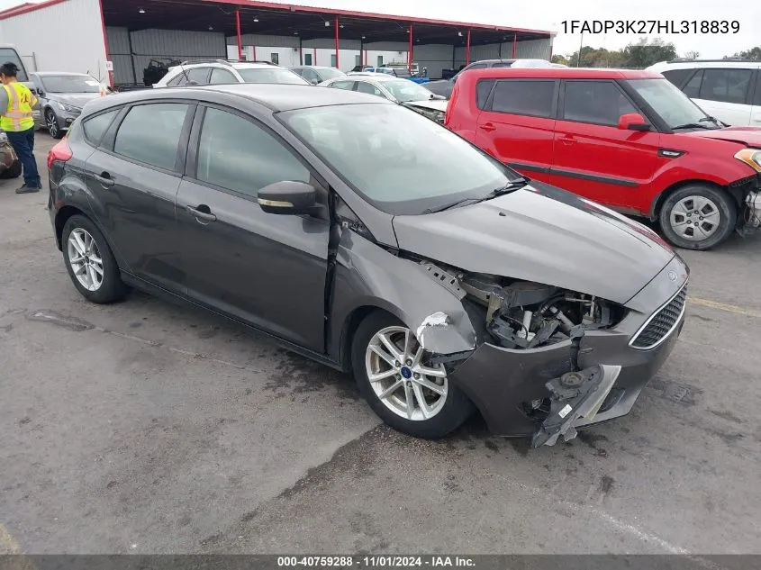 2017 Ford Focus Se VIN: 1FADP3K27HL318839 Lot: 40759288