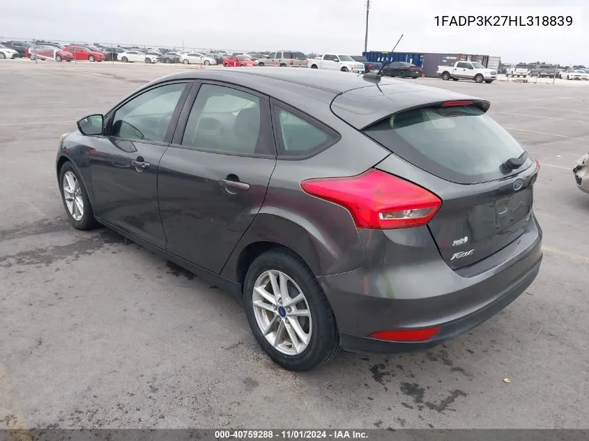 2017 Ford Focus Se VIN: 1FADP3K27HL318839 Lot: 40759288