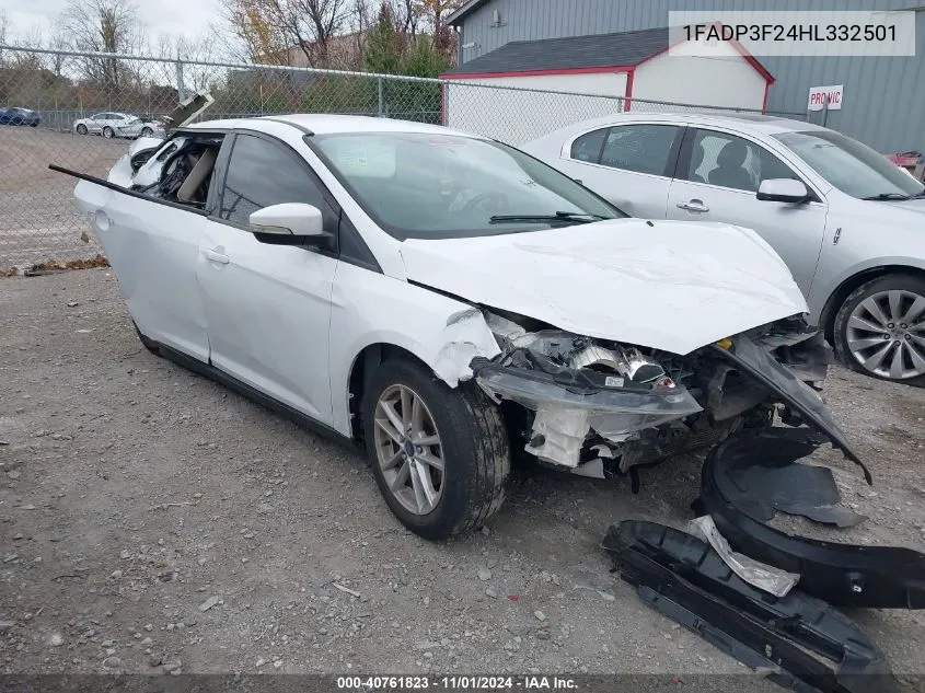 2017 Ford Focus Se VIN: 1FADP3F24HL332501 Lot: 40761823